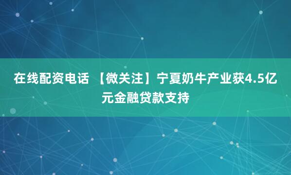 在线配资电话 【微关注】宁夏奶牛产业获4.5亿元金融贷款支持